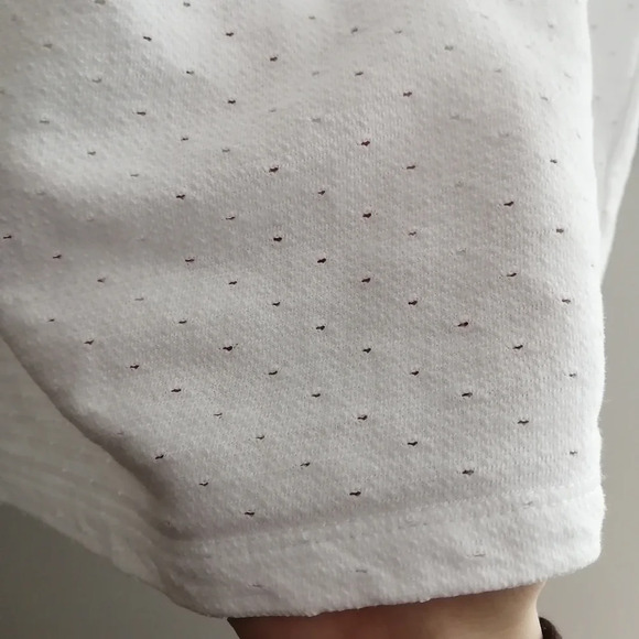 A.P.C White 100% Cotton 3/4 Sleeve Light Sweater with Micro Hole Pattern Large - Picture 7 of 14